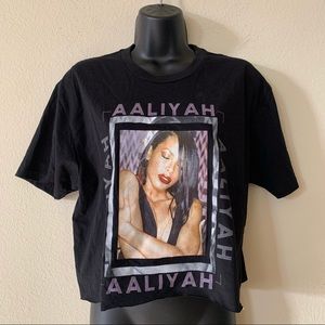Aaliyah Cross Colours Black Purple Cropped T Shirt
